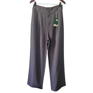 Halara High Waisted Button Shirred Straight Leg Work Pants Size M